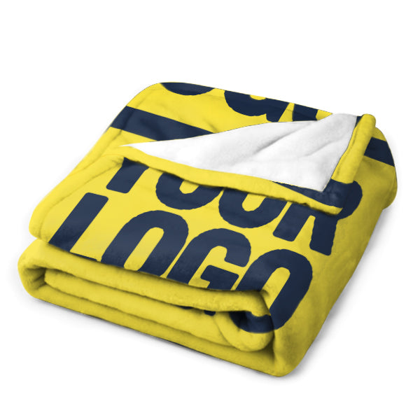 Custom Pale Yellow Navy Blue Blanket