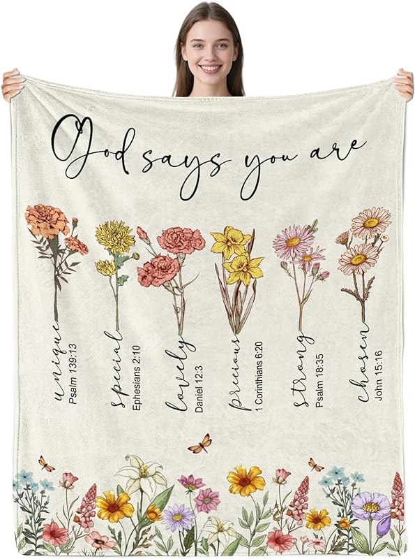 Blanket for Daughter Gifts, “You Are Beautiful, Amazing, Victorious, Always Loved”, From Mom Dad, Birthday, Christmas, Inspirational