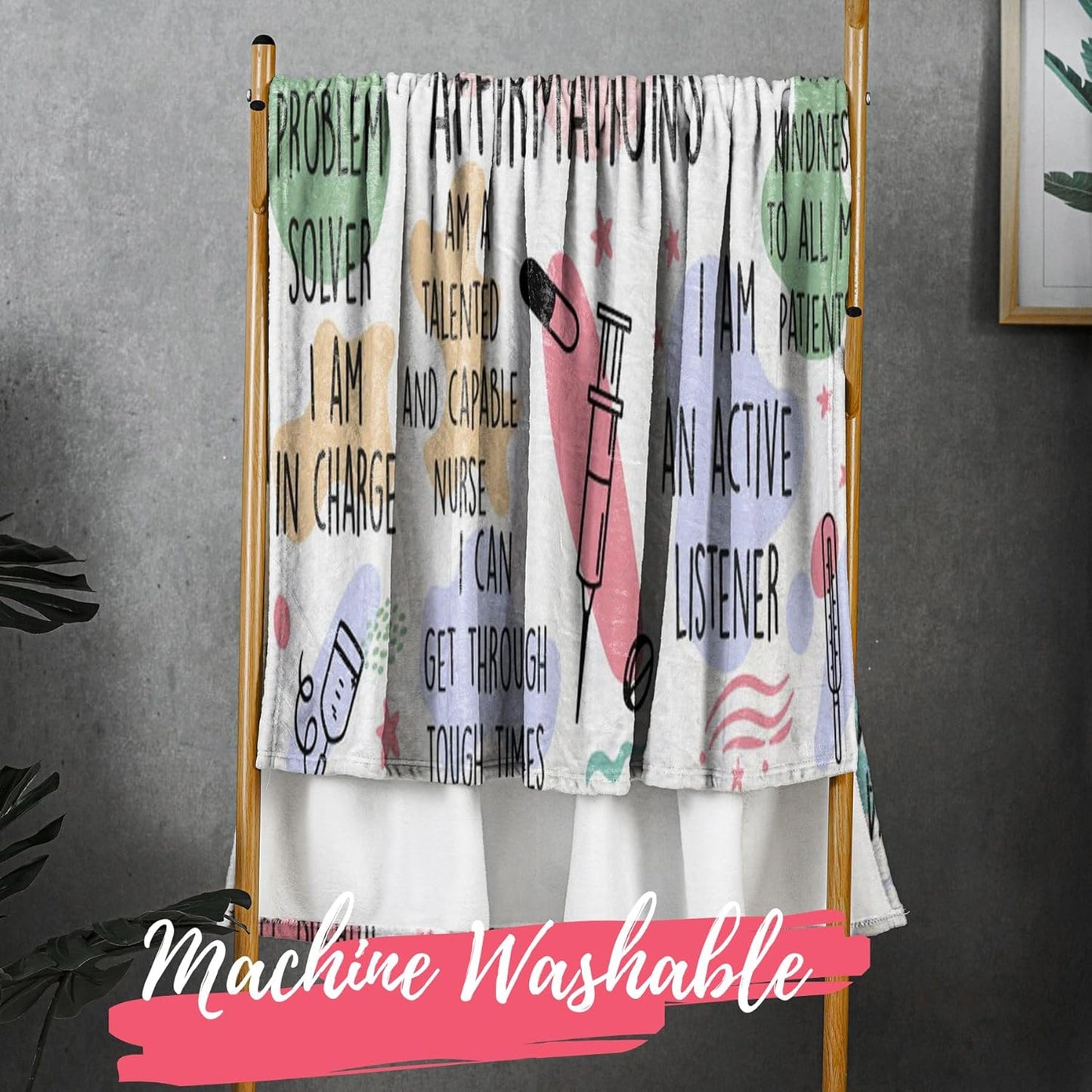 Blanket for Nurse Practitioner Gifts, “Nurse Practitioner Daily Affirmations”, From Family or Friends, Birthday Christmas Graduation, Inspirational