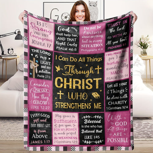 Gifts for Daughter Blanket - I Can Do All Things Through Christ Who Strengthens Me - From Parents, Birthday, Christmas, Everyday Encouragement, Inspirational Faith