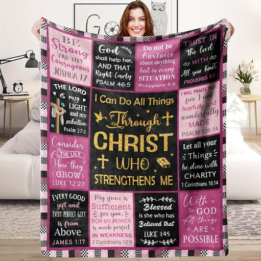 Gifts for Daughter Blanket - I Can Do All Things Through Christ Who Strengthens Me - From Parents, Birthday, Christmas, Everyday Encouragement, Inspirational Faith