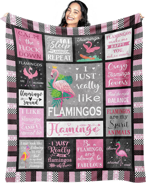 Blanket for Flamingo Lovers Gifts, “I Just Really Like Flamingos”, From Friends, Birthday Christmas Everyday, Inspirational Theme