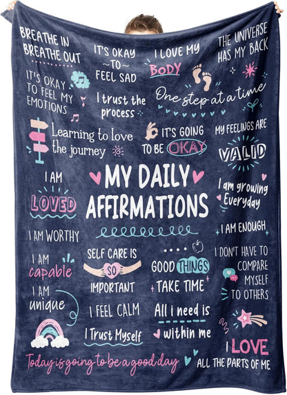 Blanket for Son Gifts, “My Daily Affirmations”, From Mom Dad, Birthday Christmas Graduation Holiday, Inspirational Motivational