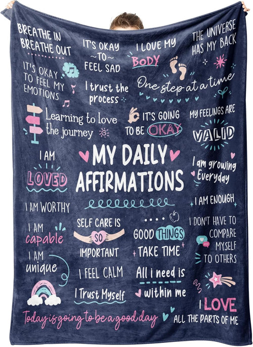 Blanket for Son Gifts, “My Daily Affirmations”, From Mom Dad, Birthday Christmas Graduation Holiday, Inspirational Motivational