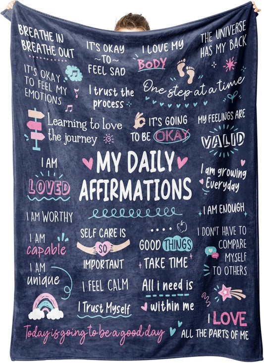Blanket for Son Gifts, “My Daily Affirmations”, From Mom Dad, Birthday Christmas Graduation Holiday, Inspirational Motivational