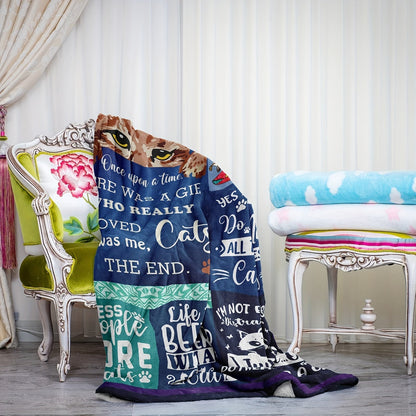Gifts for Cat Lovers Blanket - There Was a Girl Who Really Loved Cats It Was Me The End. - From Parents, Birthday, Christmas, Everyday Encouragement, Inspirational