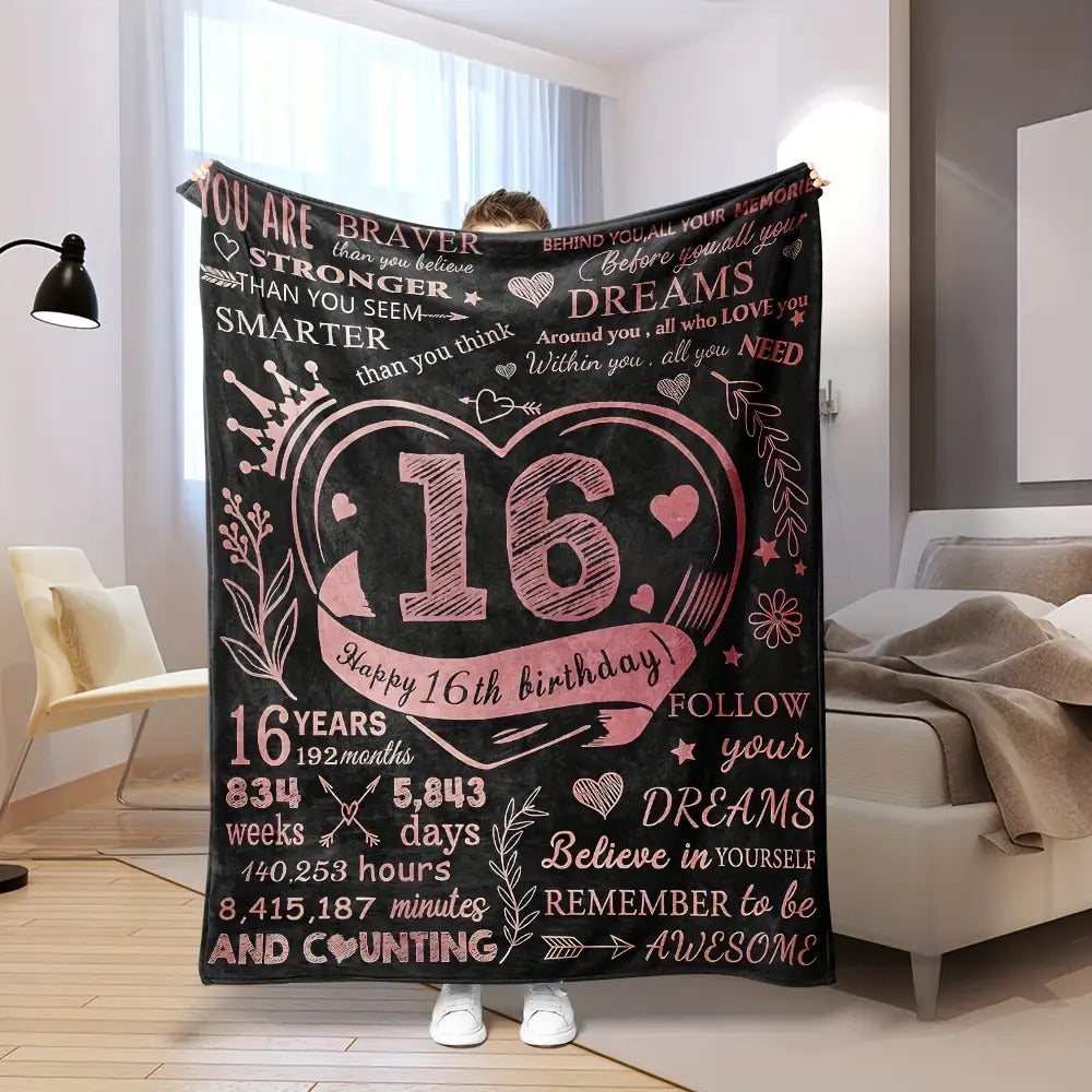 Gifts for Daughter Blanket - Happy 16th Birthday - From Parents, Birthday, Graduation, Inspirational Motivational