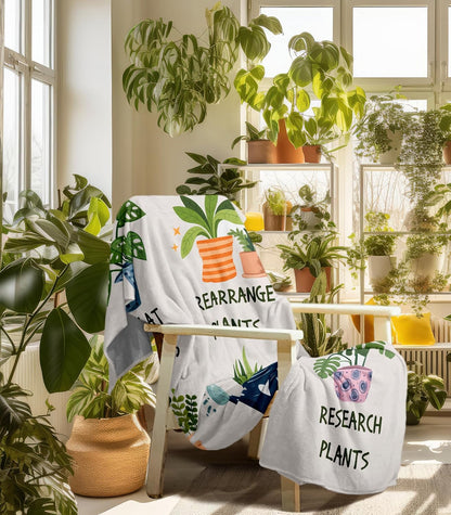 Blanket for Plant Lover Gifts, “Things I Do In My Spare Time”, From Friends Family, Birthday Christmas Holiday, Inspirational Theme