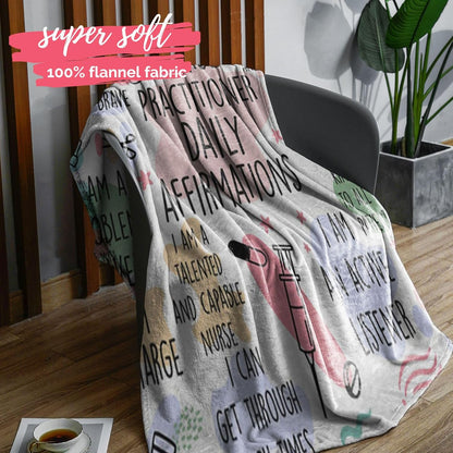 Blanket for Nurse Practitioner Gifts, “Nurse Practitioner Daily Affirmations”, From Family or Friends, Birthday Christmas Graduation, Inspirational