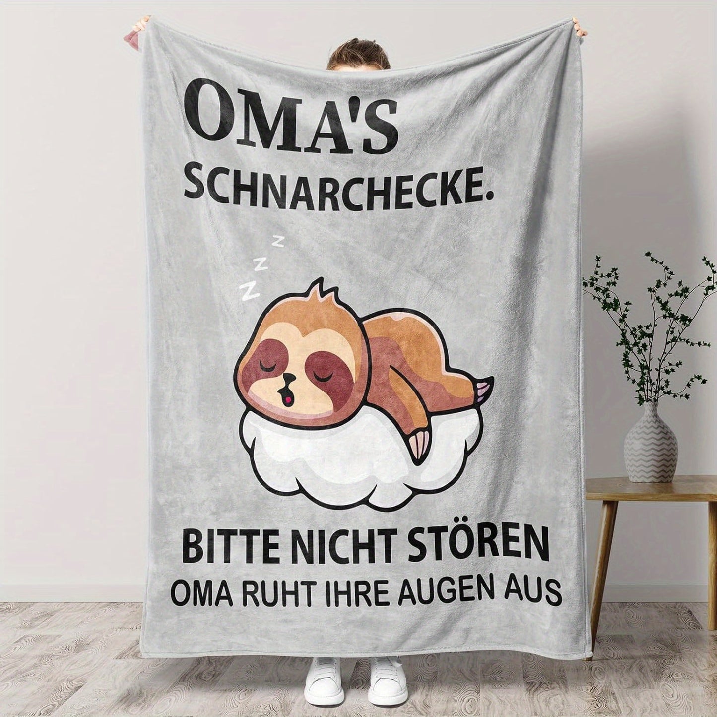 Blanket for Grandma Gifts, “Oma’s Schnarchecke Bitte Nicht Stören Oma Ruht Ihre Augen Aus”, From Grandchildren, Birthday, Christmas, Everyday Encouragement, Motivational