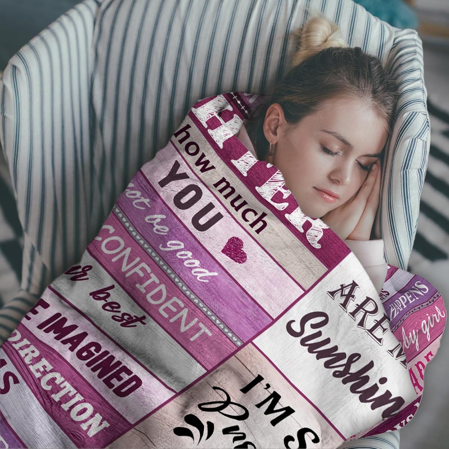 Blanket for Daughter Gifts, “Never forget how much I love you, you are my sunshine”, From Mom Dad, Birthday, Christmas, Motivational