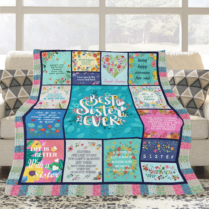 Blanket for Sister Gifts, “Best Sister Ever”, From Sister or Family, Birthday, Christmas, Everyday Encouragement, Inspirational Theme