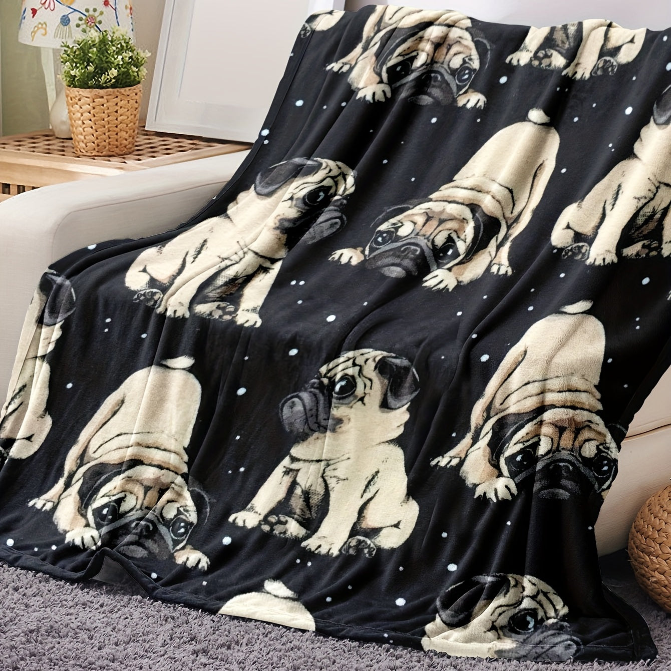 Gifts for Dog Lovers Blanket, “Pugs Are My Favorite People”, From Friends Family, Birthday Christmas Everyday Encouragement, Pet Theme