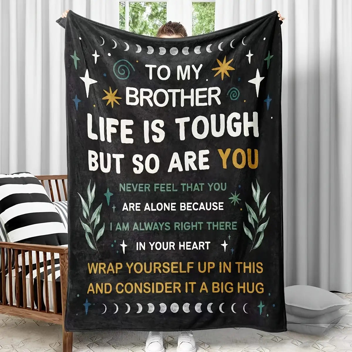Blanket for Brother Gifts - To My Brother Life Is Tough But So Are You - From Sibling, Birthday, Christmas, Everyday Encouragement, Inspirational Motivational