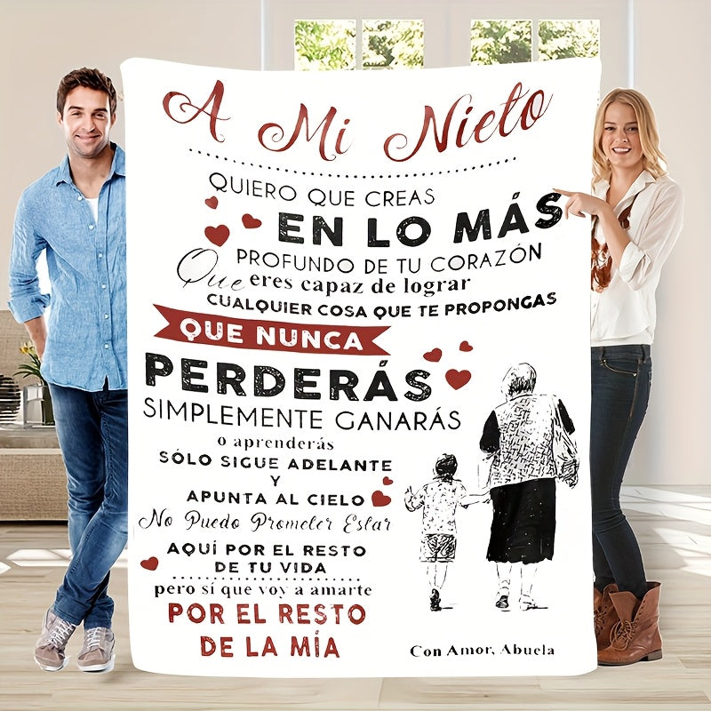 Blanket for Grandson Gifts - A Mi Nieto Quiero Que Creas en Lo Más Profundo de Tu Corazón - From Grandma, Birthday Christmas Graduation, Inspirational Motivational