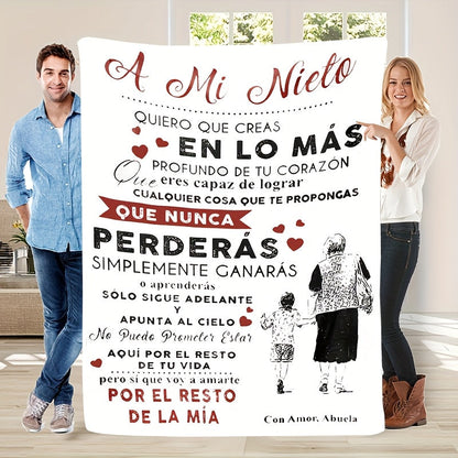 Blanket for Grandson Gifts - A Mi Nieto Quiero Que Creas en Lo Más Profundo de Tu Corazón - From Grandma, Birthday Christmas Graduation, Inspirational Motivational