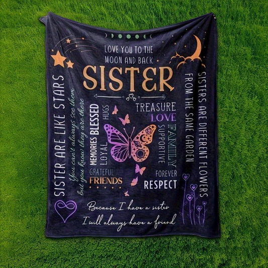 🔖☃️Winter Sale 55% OFF: 🌞Blanket for Sister Gifts - 🤗Love You to the Moon and Back Sister - From Family, Birthday, Christmas, Everyday Encouragement, Inspirational Motivation