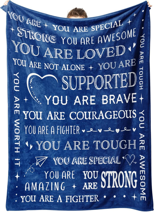 Blanket for Son Gifts, “You Are Loved You Are Supported You Are Brave You Are Strong”, From Mom Dad, Birthday Christmas Graduation, Inspirational