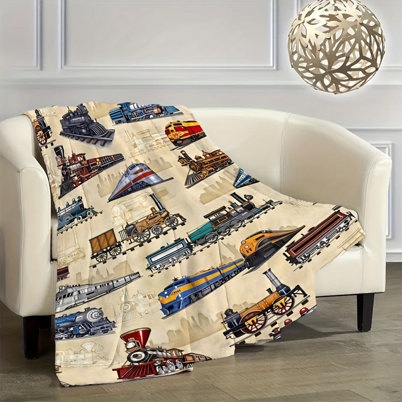 Gifts for Train Lovers Blanket - All Aboard for Adventure - From Family Friends, Birthday Christmas Holiday, Nostalgic Vintage
