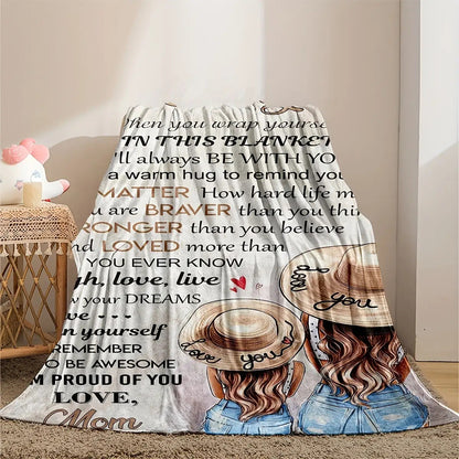 Blanket for Daughter Gifts - No matter how hard life may seem, you are braver than you think,” From Mom, Birthday, Graduation, Everyday Encouragement, Inspirational
