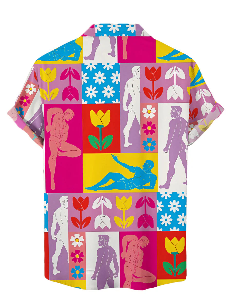 Men's Fun Nude Patchwork Print Hawaiian Shirt