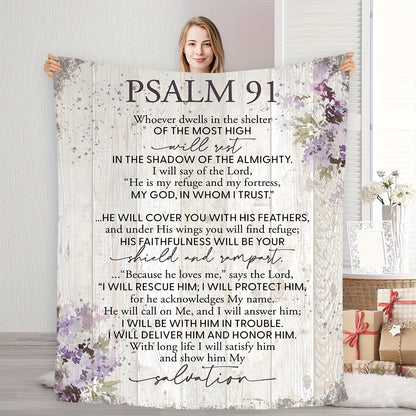 Gifts for Loved Ones Blanket - Psalm 91 Whoever Dwells in the Shelter of the Most High Will Rest - From Family, Birthday Christmas Holiday, Inspirational Faith