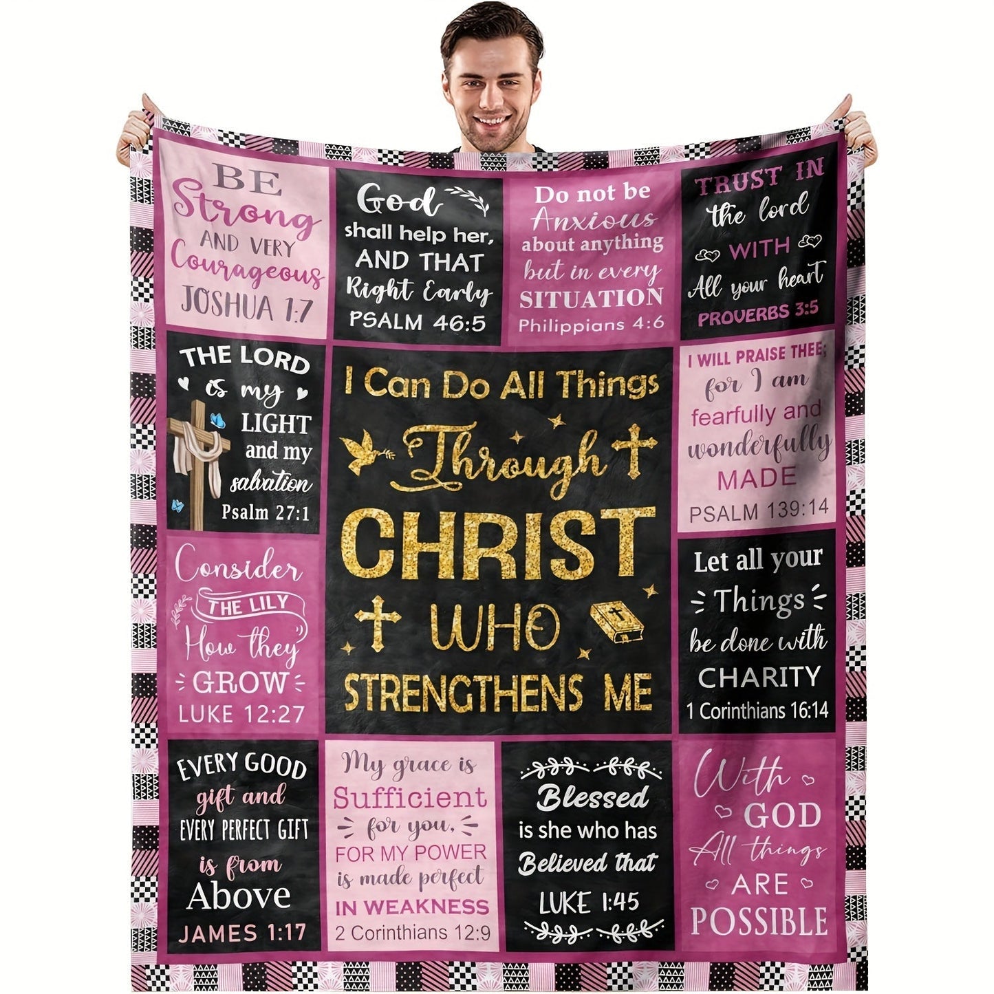 Gifts for Daughter Blanket - I Can Do All Things Through Christ Who Strengthens Me - From Parents, Birthday, Christmas, Everyday Encouragement, Inspirational Faith