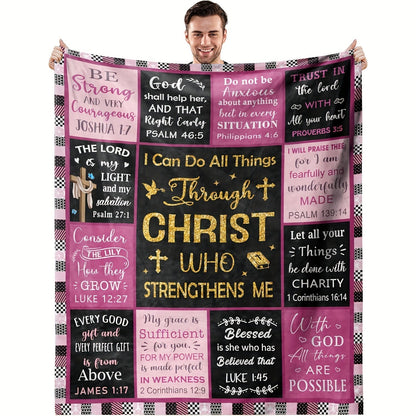 Gifts for Daughter Blanket - I Can Do All Things Through Christ Who Strengthens Me - From Parents, Birthday, Christmas, Everyday Encouragement, Inspirational Faith