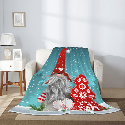 Blanket for Son Gifts, “Gnome and Christmas Tree with Love and Reindeer”, From Mom Dad, Birthday, Christmas, Holiday, Inspirational