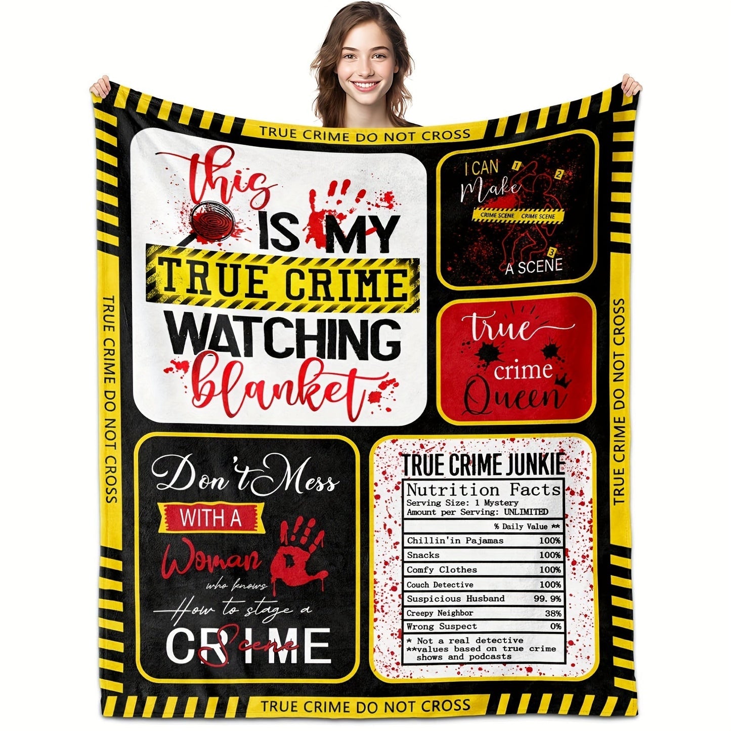 Gifts for Woman Blanket - This Is My True Crime Watching Blanket - From Parents, Birthday Christmas Holiday, Motivational Crime