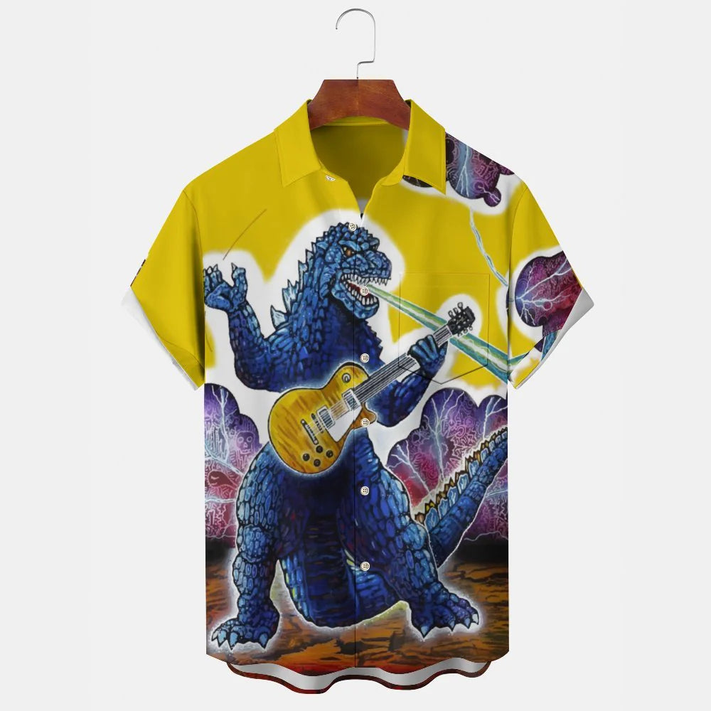 Monster pattern casual printed short-sleeved shirt