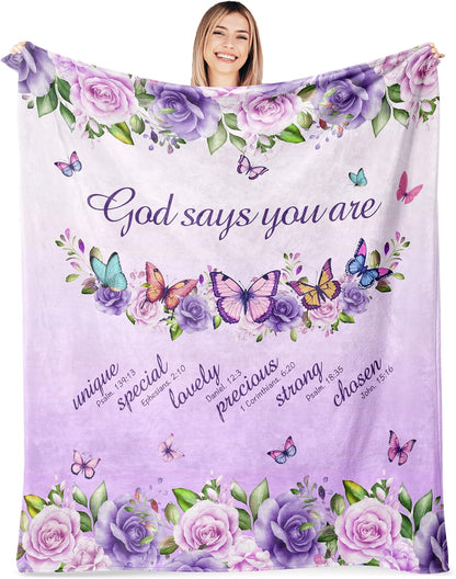 Blanket for Daughter Gifts, “God says you are”, From Mom Dad, Birthday Christmas Graduation Holiday, Inspirational Motivational
