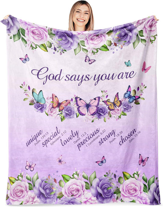 Blanket for Daughter Gifts, “God says you are”, From Mom Dad, Birthday Christmas Graduation Holiday, Inspirational Motivational