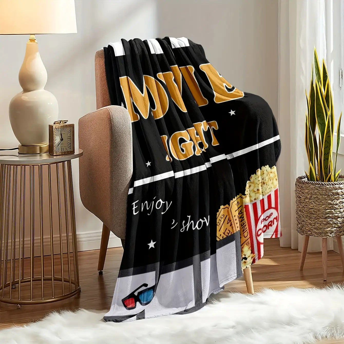 Movie Night Blanket for Son Gifts - Enjoy the Show - From Parents, Birthday, Christmas, Holiday, Inspirational Entertainment