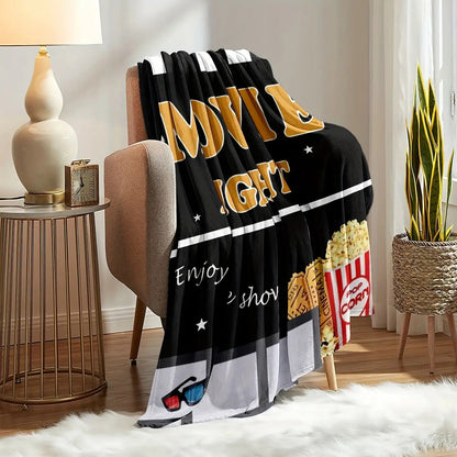 Movie Night Blanket for Son Gifts - Enjoy the Show - From Parents, Birthday, Christmas, Holiday, Inspirational Entertainment