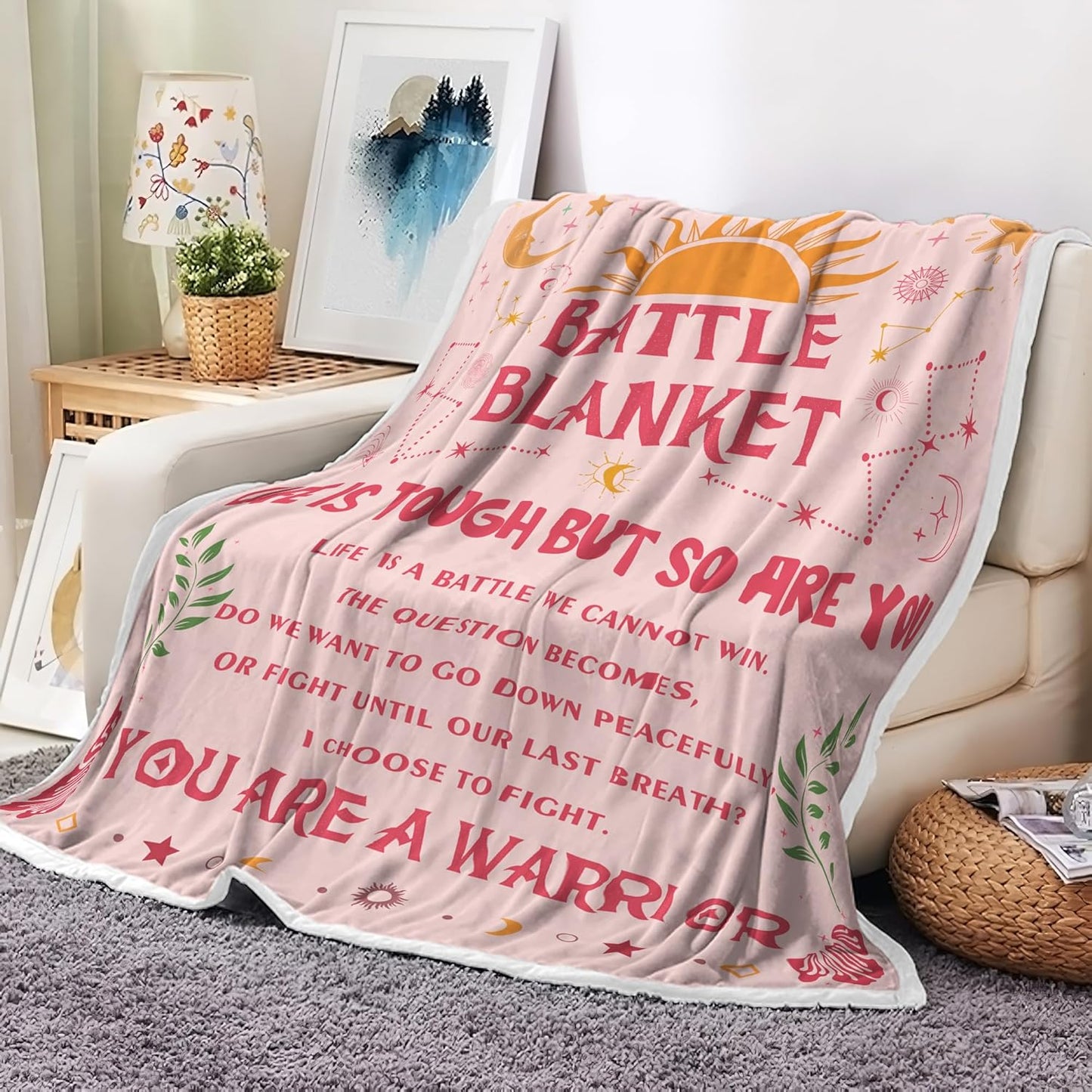 Blanket for Son Gifts, “Battle Blanket, Life Is Tough But So Are You”, From Mom Dad, Birthday, Graduation, Everyday Encouragement, Inspirational