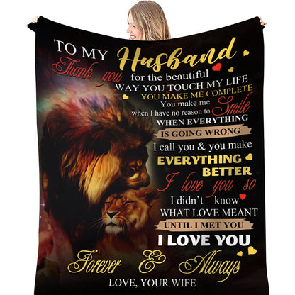Blanket for Husband Gifts - Thank you for the beautiful way you touch my life, I love you so - From Wife, Birthday, Anniversary, Everyday Encouragement, Inspirational