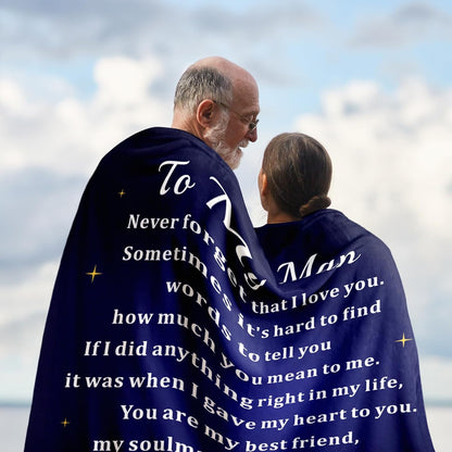 Blanket for Husband Gifts, “To My Man Never forget that I love you”, From Wife, Birthday Christmas Anniversary, Inspirational