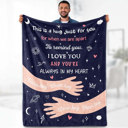 Blanket for Son Gifts, “This is a hug just for you... I love you and you’re always in my heart”, From Mom Dad, Birthday Christmas Graduation, Inspirational