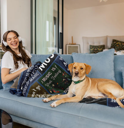 Blanket for Son Gifts, “May the Music Be With You”, From Mom Dad, Birthday, Christmas, Graduation, Inspirational, Motivational