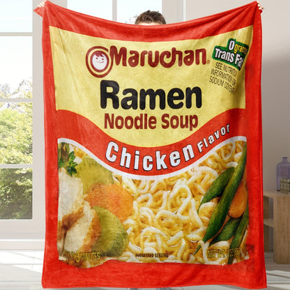 Gifts for Food Lovers Blanket - Maruchan Ramen Noodle Soup Chicken Flavor - From Parents, Birthday, Holiday, Everyday Encouragement, Fun Theme
