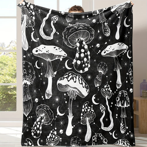 Gifts for Mushroom Lovers Blanket, "Magic Mushrooms and Moons", From Friends, Birthday, Holiday, Everyday Encouragement, Mystical Design