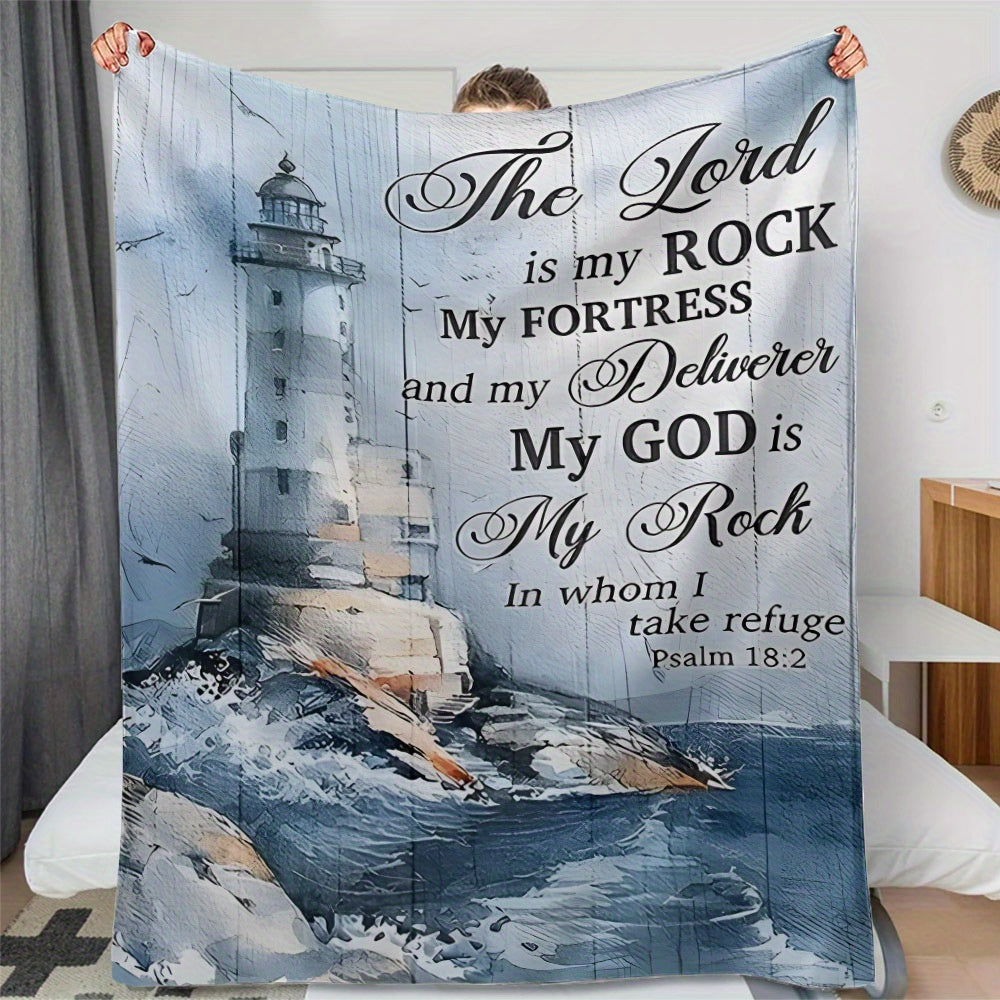 Motivational Blanket Gifts for Son - The Lord is my ROCK My FORTRESS and my Deliverer - From Parents, Birthday Christmas Graduation, Inspirational