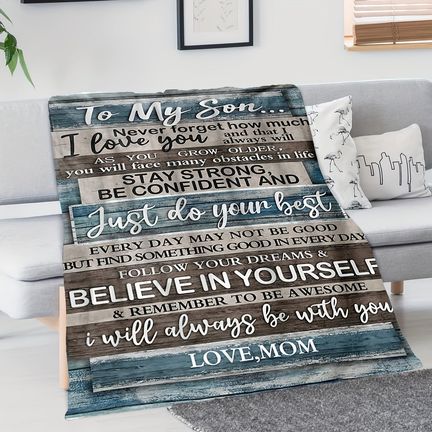Blanket for Son Gifts - To My Son... Never forget how much I love you... Just do your best - From Mom, Birthday, Graduation, Everyday Encouragement, Inspirational Motivational
