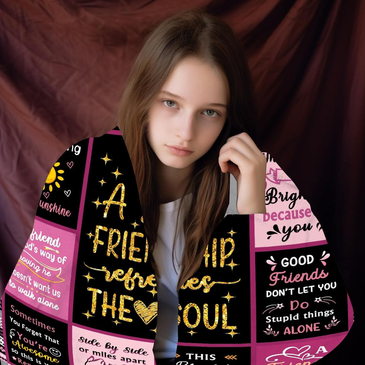 Gifts for Best Friend Blanket, "A Sweet Friendship Refreshes the Soul", From Friend, Birthday, Christmas, Graduation, Inspirational