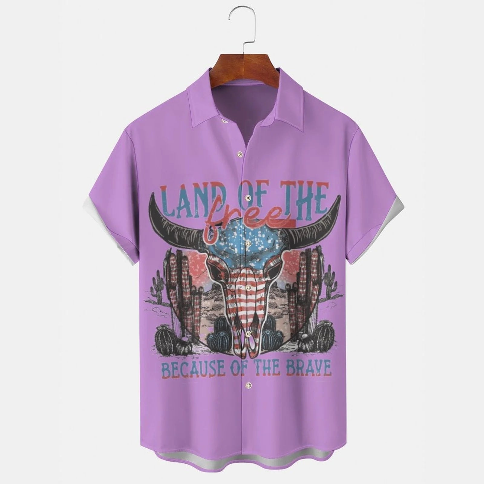 LAND OF THE TREE Men's Casual Stand Collar Soft & Breathable Short Sleeve Shirt