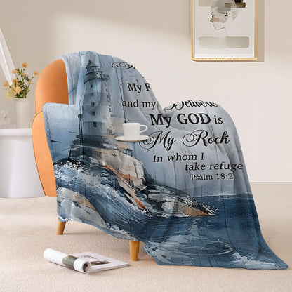Motivational Blanket Gifts for Son - The Lord is my ROCK My FORTRESS and my Deliverer - From Parents, Birthday Christmas Graduation, Inspirational