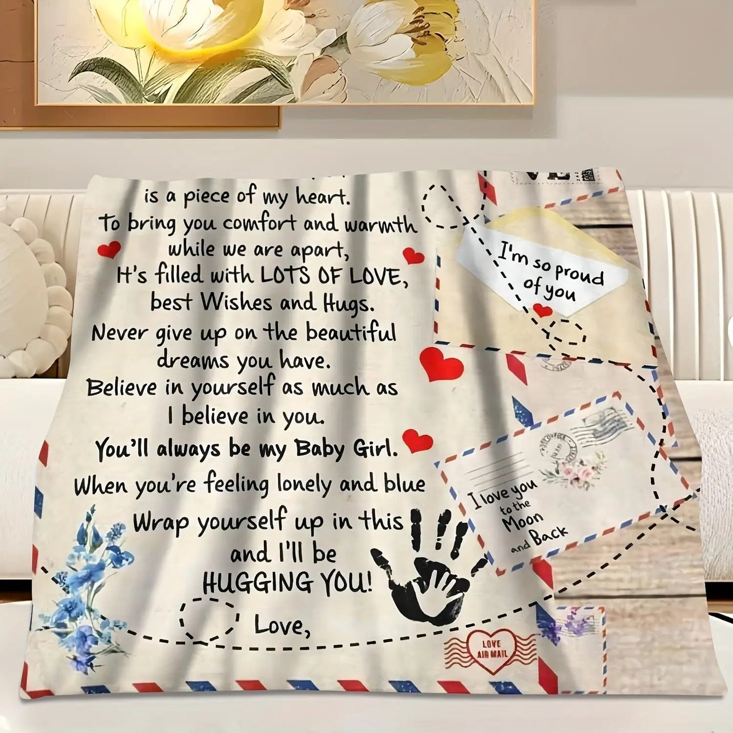Blanket for Daughter Gifts - To My Daughter Inside This Blanket Is a Piece of My Heart,” From Parents, Birthday, Christmas, Everyday Encouragement, Inspirational