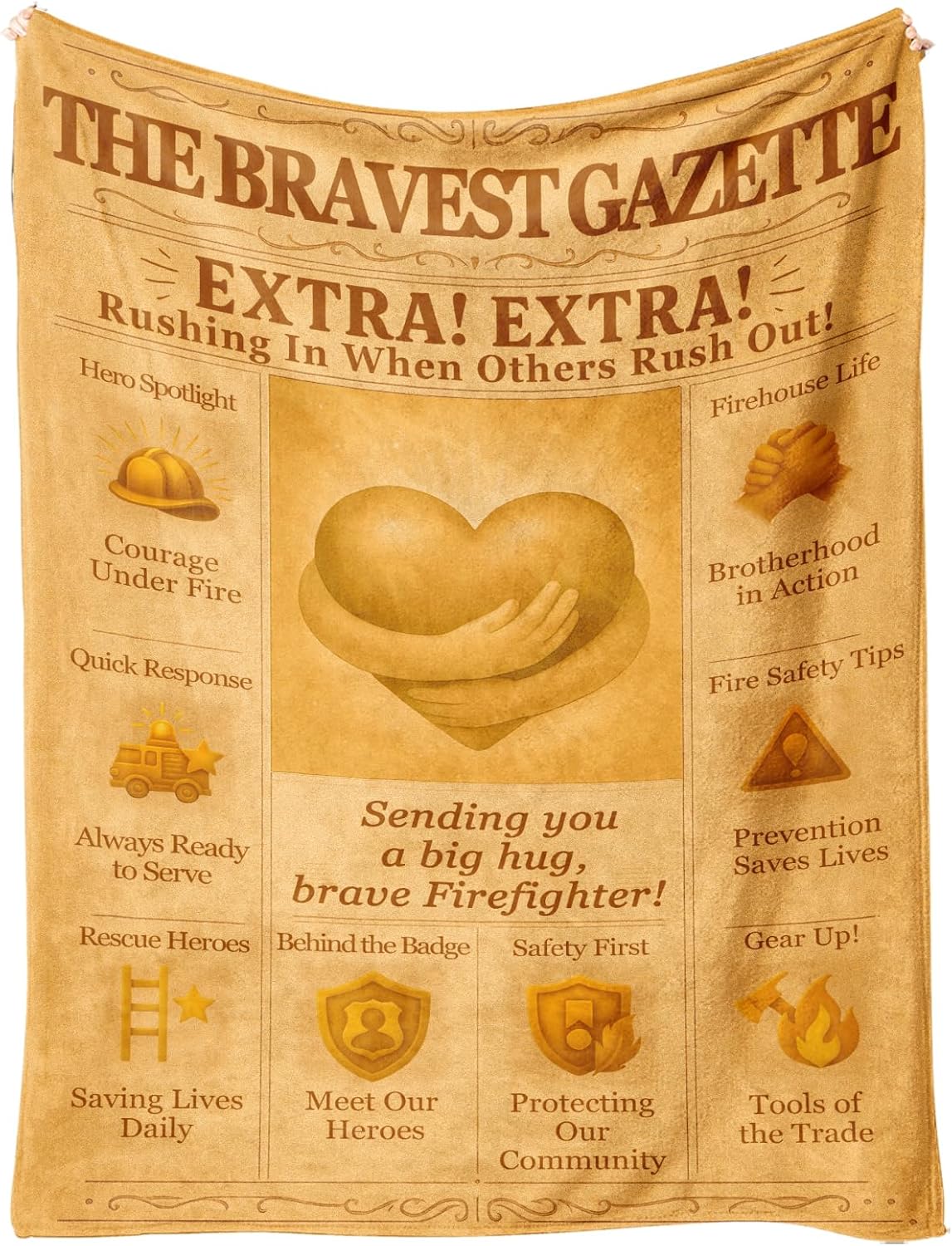 Blanket for Firefighter Gifts, “Sending you a big hug, brave Firefighter!”, From Family, Birthday, Christmas, Everyday Encouragement, Inspirational