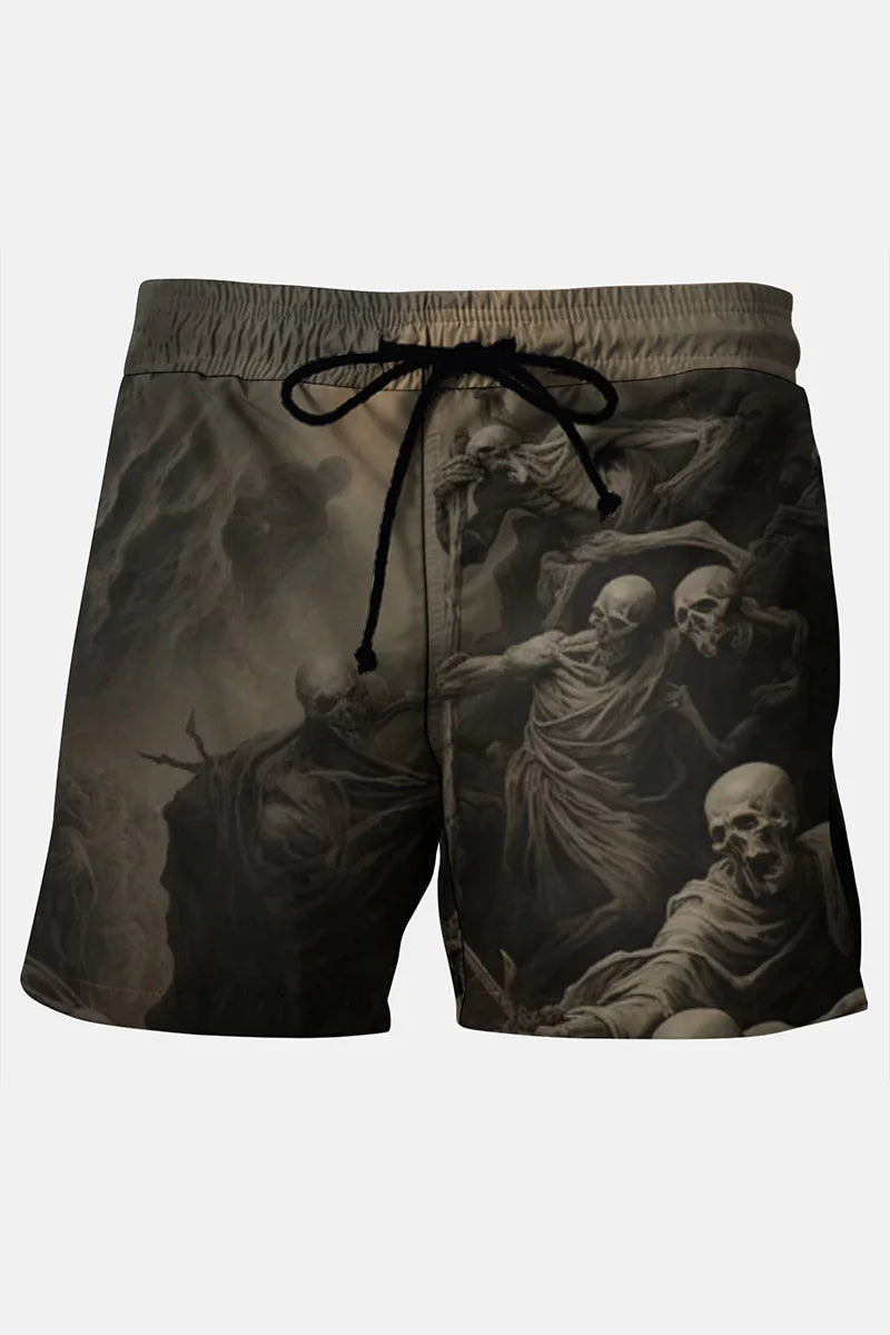 Men's Skelletons Print Shorts